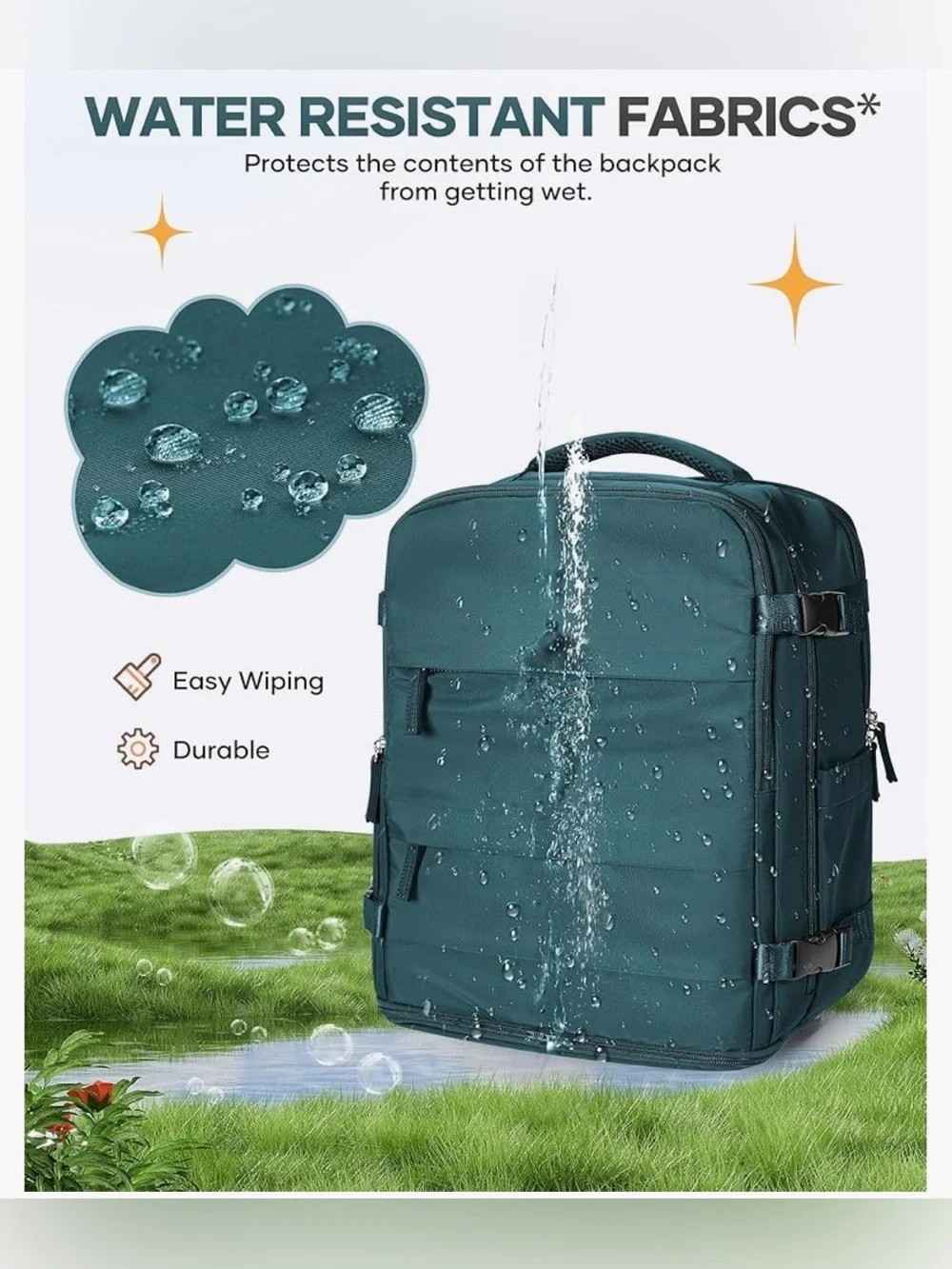Teal XL Carry On Travel Backpack 15.6” Laptop Shoe Compartment